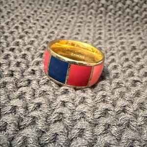 Vintage Coach Pink and Blue Enamel Ring